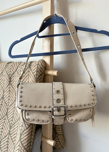 Bej Deri Kadın Omuz Çantası - Görsel 2