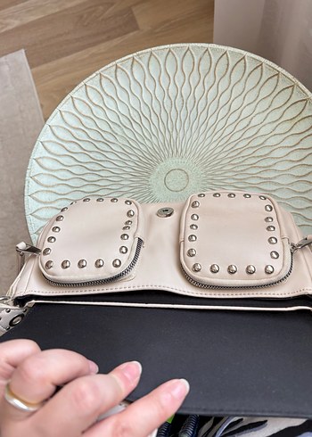 Bej Deri Kadın Omuz Çantası - Görsel 5