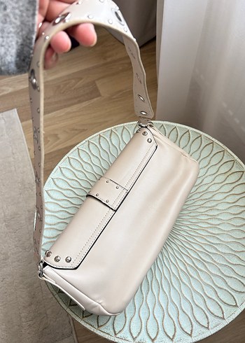 Bej Deri Kadın Omuz Çantası - Görsel 4