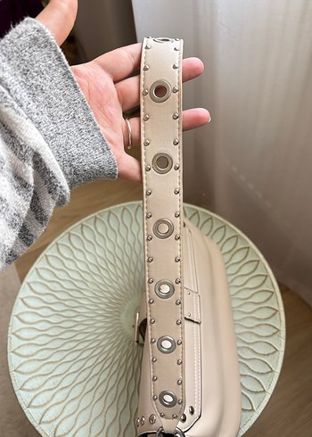 Bej Deri Kadın Omuz Çantası - Görsel 3