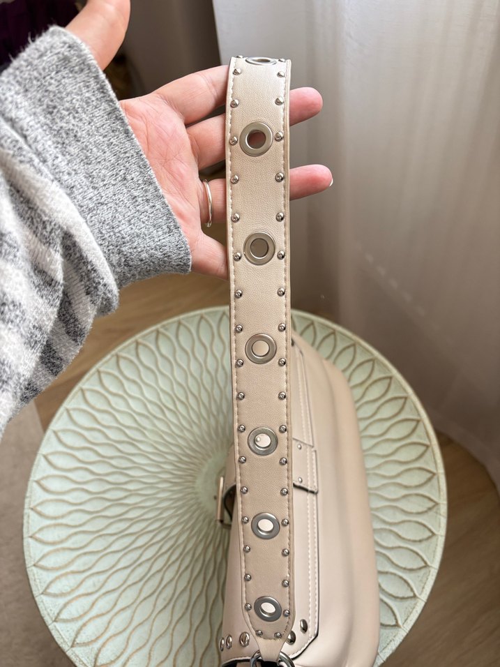 Bej Deri Kadın Omuz Çantası - Görsel 3