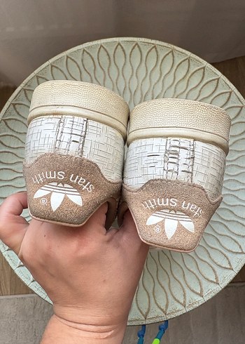 Adidas stan smith beyaz dokulu ayakkabı - Görsel 2