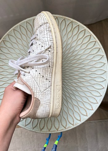 Adidas stan smith beyaz dokulu ayakkabı - Görsel 4