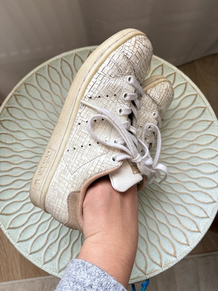 Adidas stan smith beyaz dokulu ayakkabı - Görsel 3