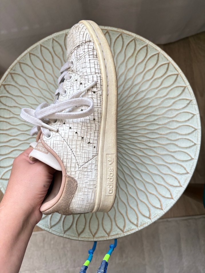 Adidas stan smith beyaz dokulu ayakkabı - Görsel 4