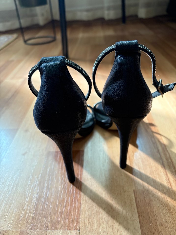 Siyah Taşlı Stiletto Topuklu Kadın Ayakkabı - Görsel 5