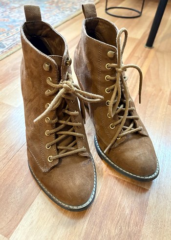 Kadın Bohem Tarz Süet Dolgu Topuklu Bot - Görsel 5