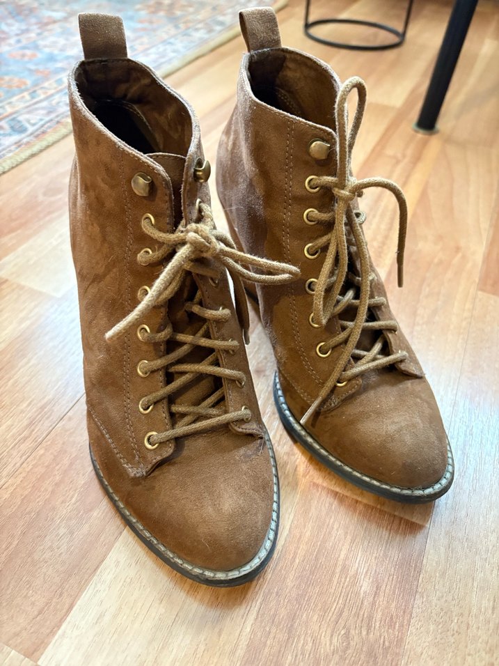 Kadın Bohem Tarz Süet Dolgu Topuklu Bot - Görsel 5