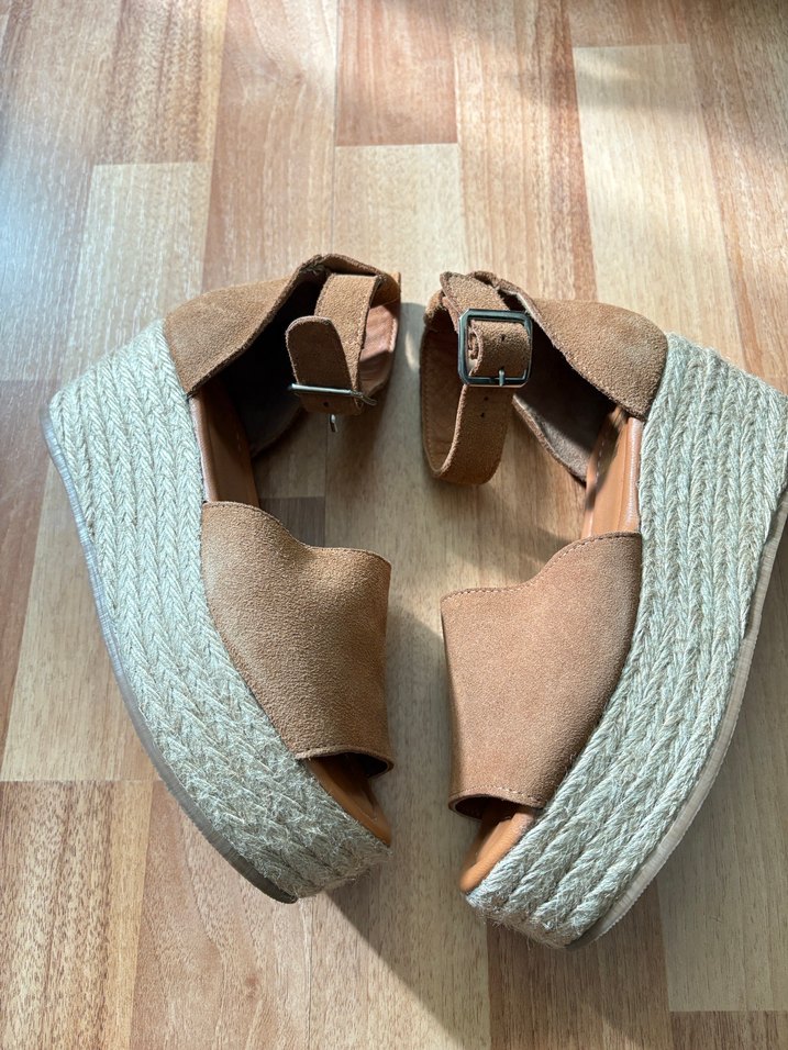 Kadın Kahverengi Süet Dolgu Topuklu Sandalet - Görsel 2