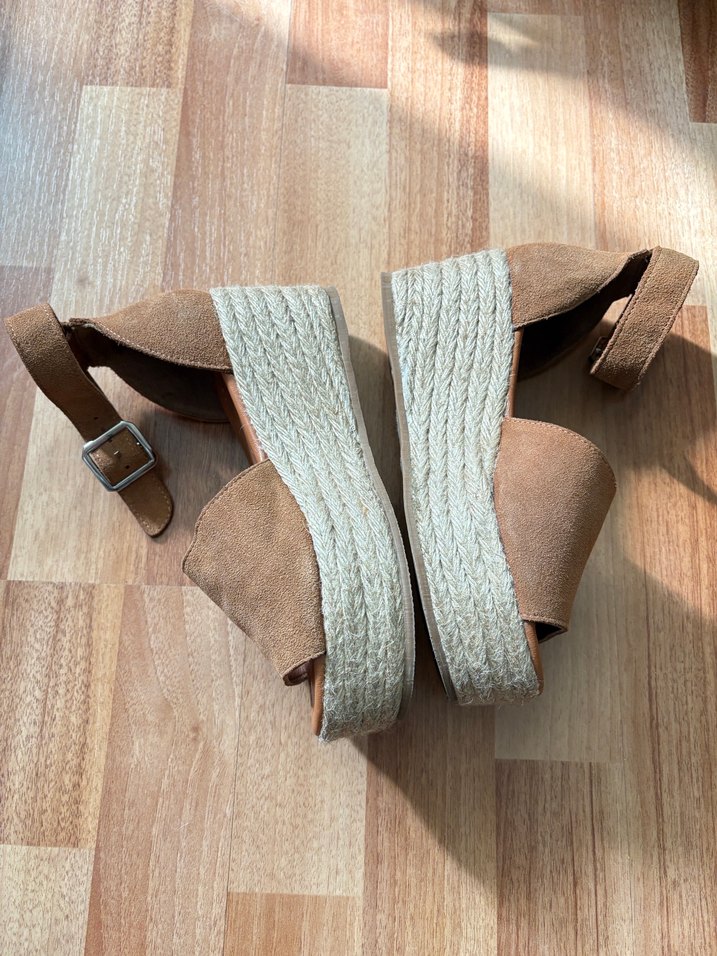 Kadın Kahverengi Süet Dolgu Topuklu Sandalet - Görsel 5