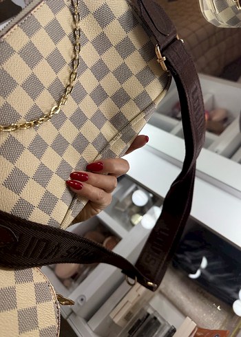 Louis Vuitton Bej Ekose Deri Kadın Çapraz Çanta