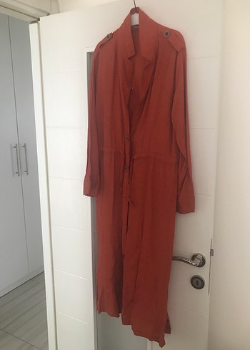 Uzun Kıremıt rengı Kadın Hırka ,
