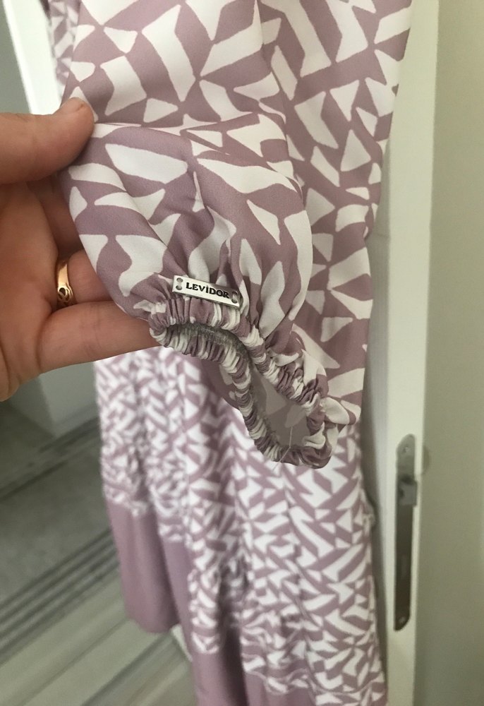 Uzun, Bohem, Bağcıklı, Gri-Mor Elbise - Görsel 4