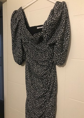 Drapeli V Yaka Kadın Uzun Elbise - Görsel 4