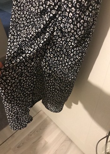 Drapeli V Yaka Kadın Uzun Elbise - Görsel 2