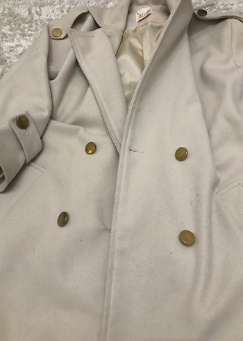 Bej Uzun Kadın Kaban Düğmeli - Görsel 2