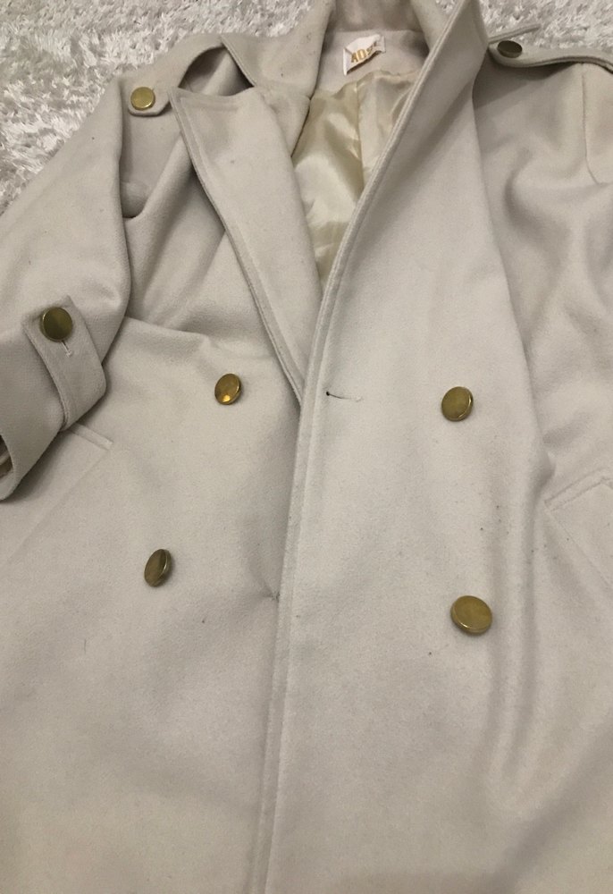 Bej Uzun Kadın Kaban Düğmeli - Görsel 2