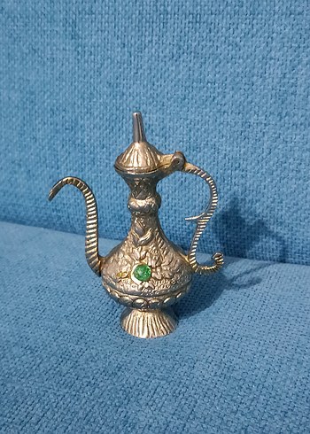 Turkuaz Taşlı Renkli Metal Sürahi Figürin