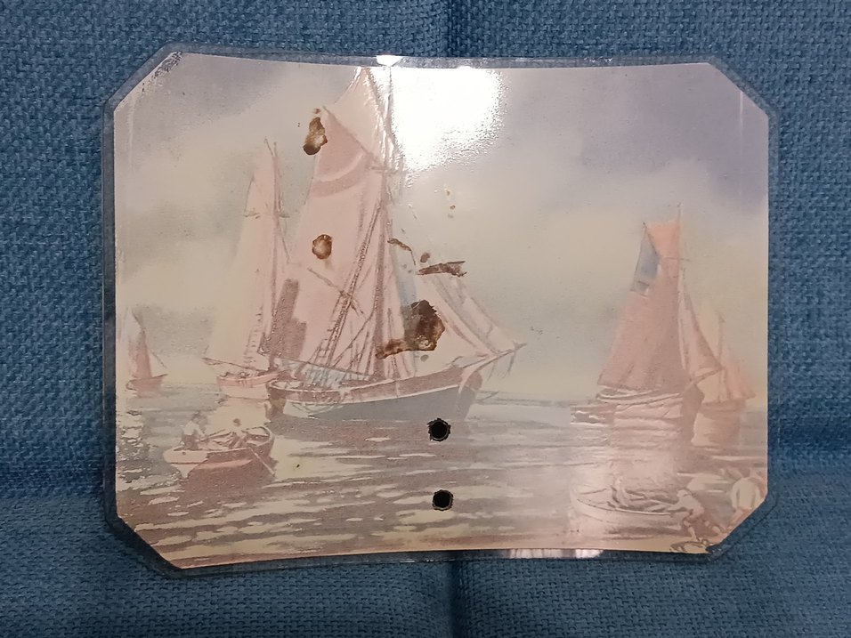 1970 li yıllardan gece lambası camı..18*23 cm.Yelkenli Tablosu - Görsel 3