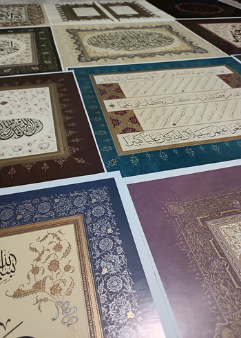 12 adet Renkli Klasik Hat Sanatı Tabloları - Görsel 3