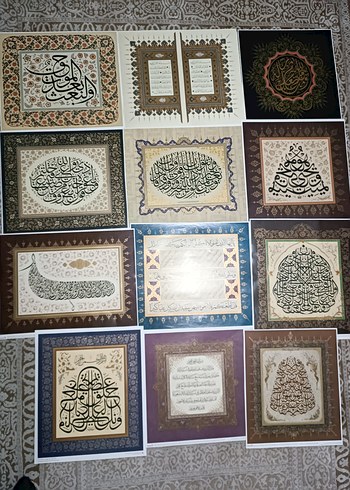 12 adet Renkli Klasik Hat Sanatı Tabloları - Görsel 2