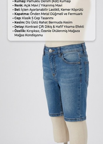 Defacto Acik Mavi Denim Bermuda Sort