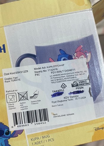Beden mavi Renk Disney Stitch Mavi Pastel Kupa