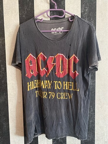 Killstar Acdc yırtık t shirt tişört