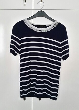 Ekol kısa kollu triko boncuklu pullu bluz thishirt tişört