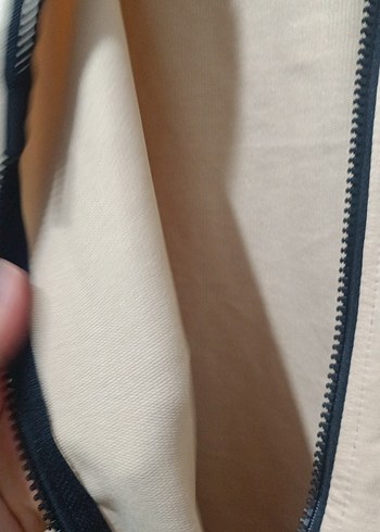 Bej Siyah Kapüşonlu Fermuarlı Sweatshirt - Görsel 4