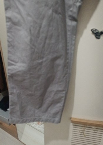 Gri Keten Bol Kesim Kemerli Erkek Pantolon - Görsel 2