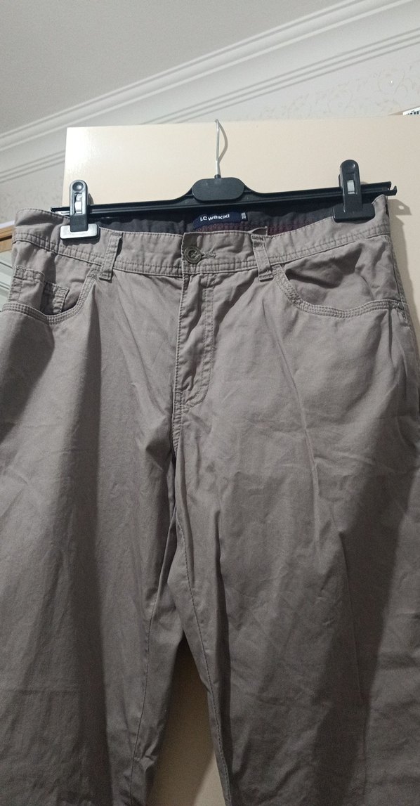 Gri Keten Bol Kesim Kemerli Erkek Pantolon - Görsel 4