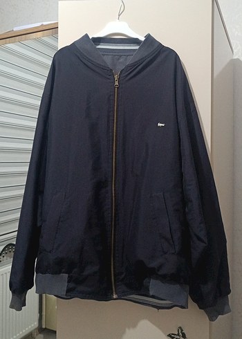 Gri lacivert Erkek Fermuarlı Rahat Mont çift taraflı - Görsel 7