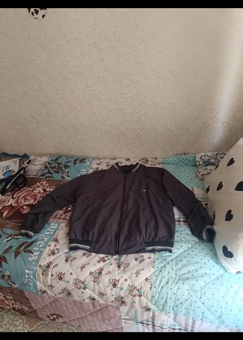 Gri lacivert Erkek Fermuarlı Rahat Mont çift taraflı - Görsel 11