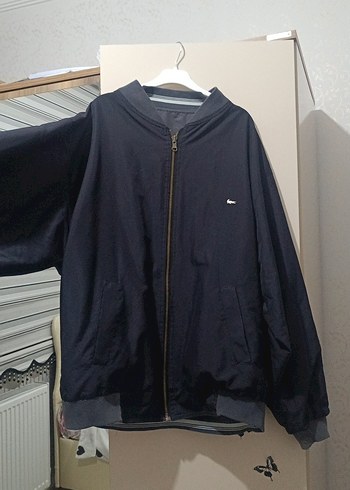 Gri lacivert Erkek Fermuarlı Rahat Mont çift taraflı - Görsel 8