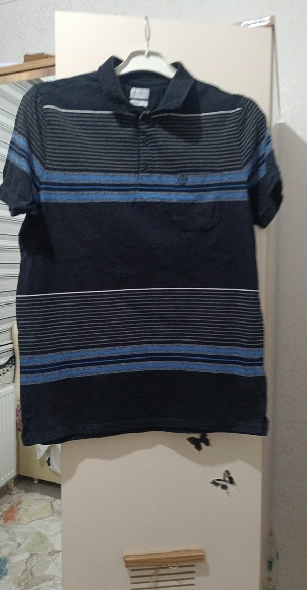 Erkek Siyah Çizgili Polo Tişört - Görsel 2