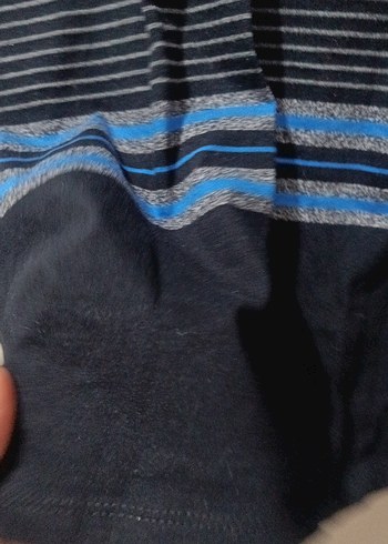 Erkek Mavi Çizgili Kısa Kollu Polo Tişört - Görsel 4