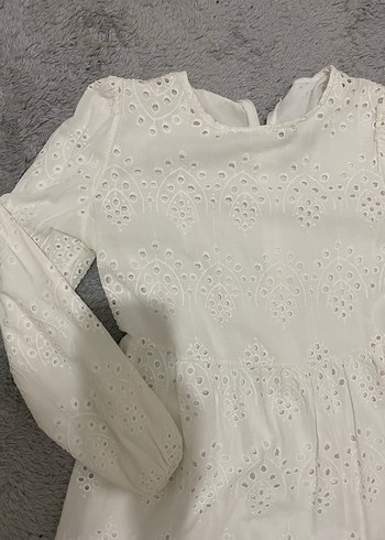 Beyaz tesettür elbise - Görsel 7