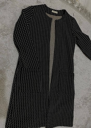 Kadın Siyah Midi Yılan Desenli Triko Ceket - Görsel 2