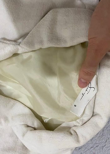 Bej Düğmeli Kadın Kaban - Görsel 4