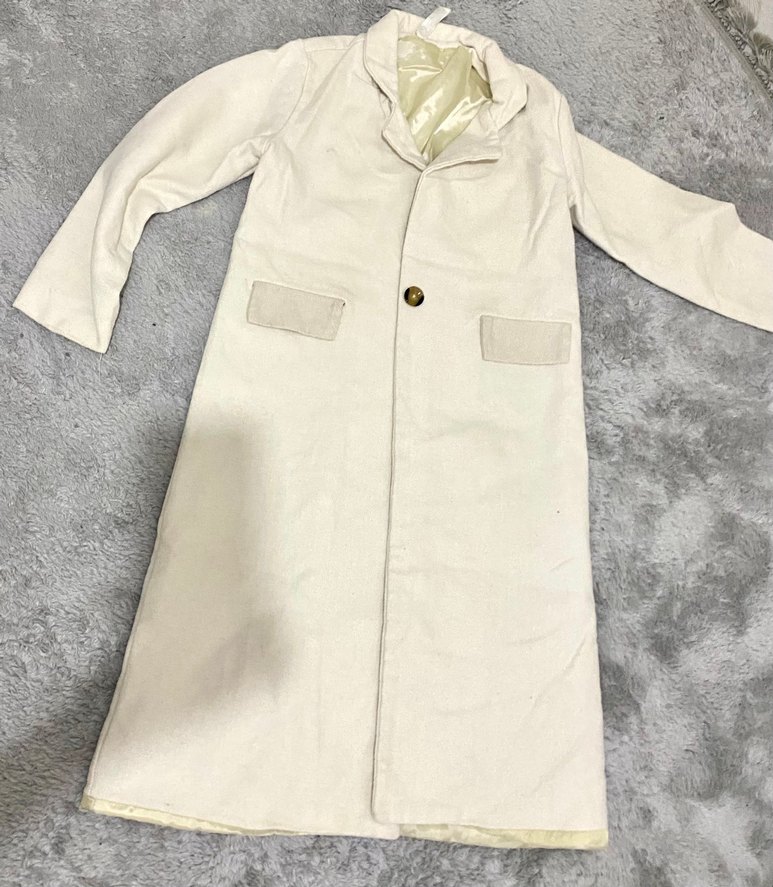 Bej Düğmeli Kadın Kaban - Görsel 3