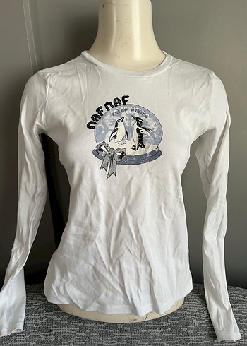 Baskılı Beyaz Hamile Uzun Kollu Tişört - Görsel 2