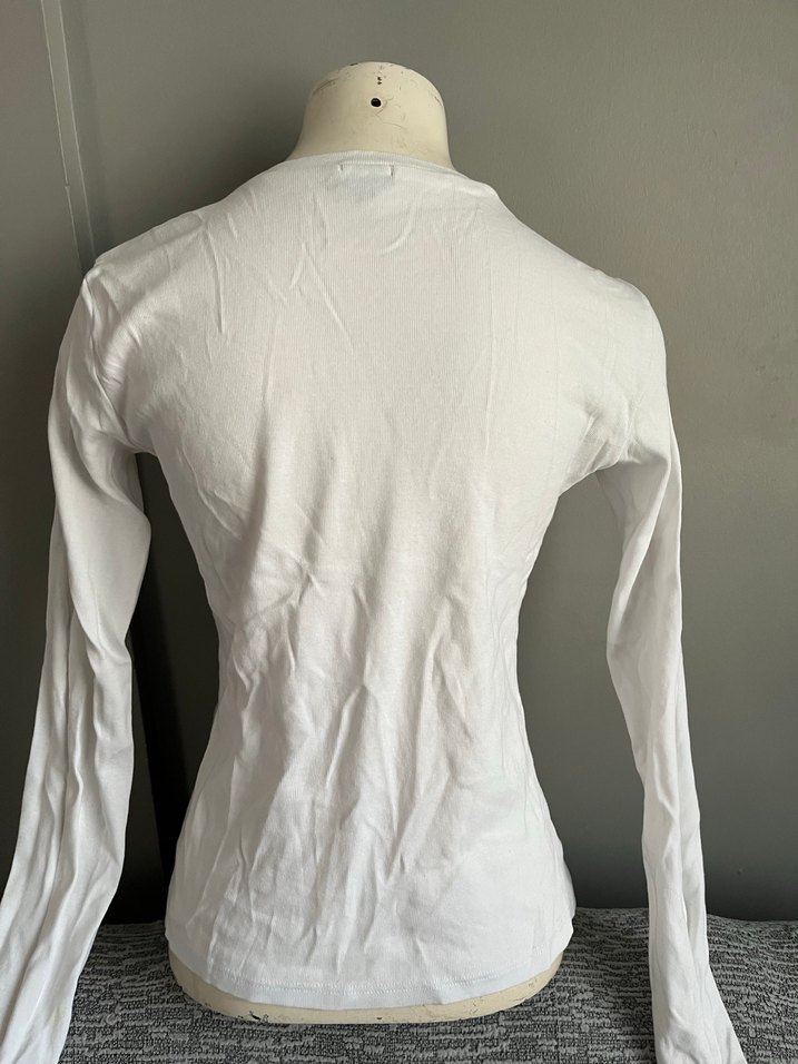 Baskılı Beyaz Hamile Uzun Kollu Tişört - Görsel 5