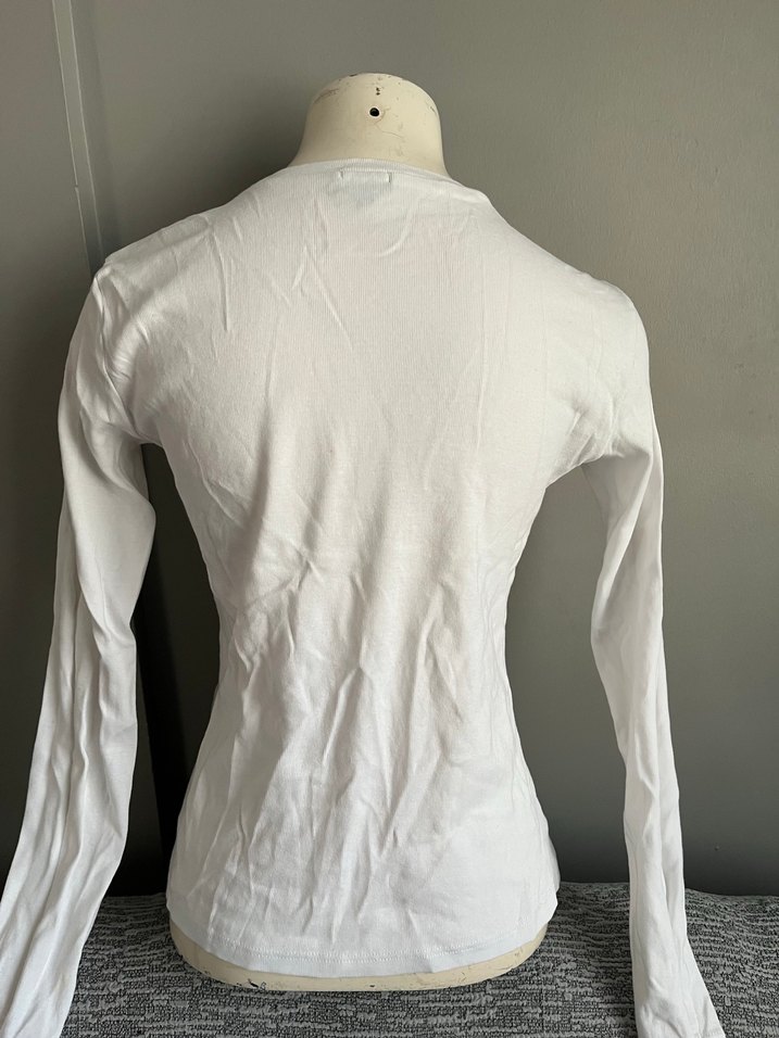 Baskılı Beyaz Hamile Uzun Kollu Tişört - Görsel 4