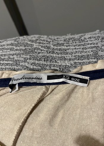 Bej Keten Tişörtü, Kısa Kollu, Salaş Kesim - Görsel 9