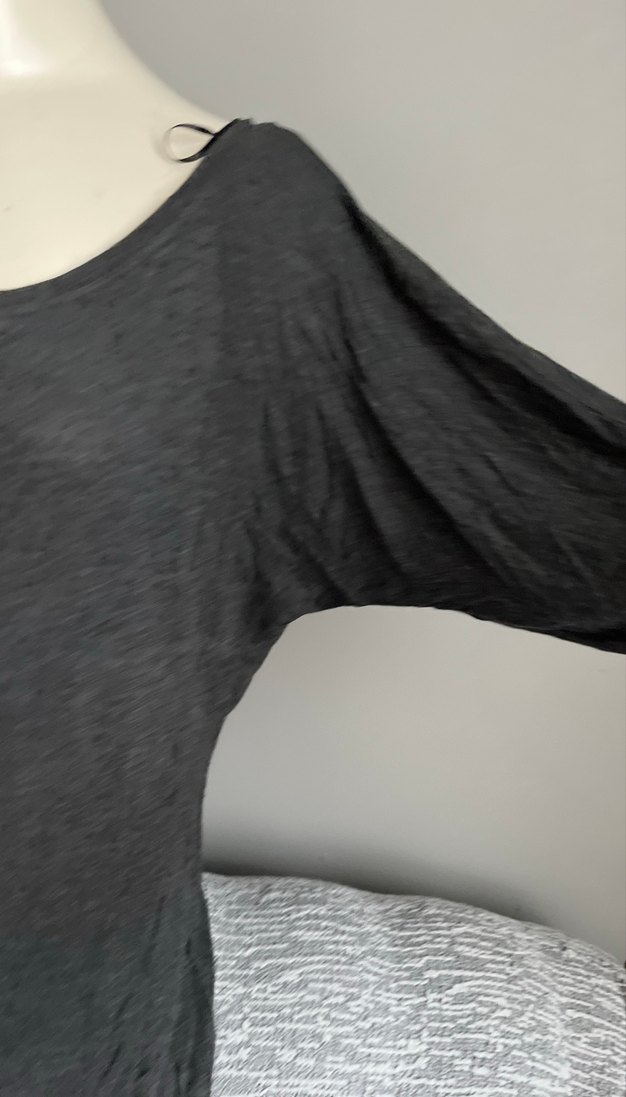 Gri Kısa Kollu Hamile Bluzu - Görsel 4