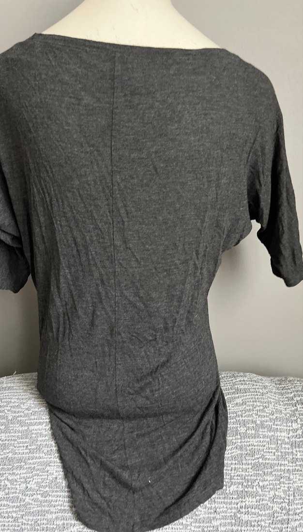 Gri Kısa Kollu Hamile Bluzu - Görsel 5