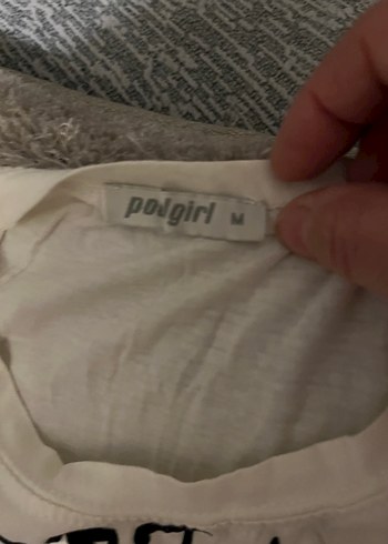 Beyaz Kız Çocuk Puff Kollu Baskılı Tişört - Görsel 6