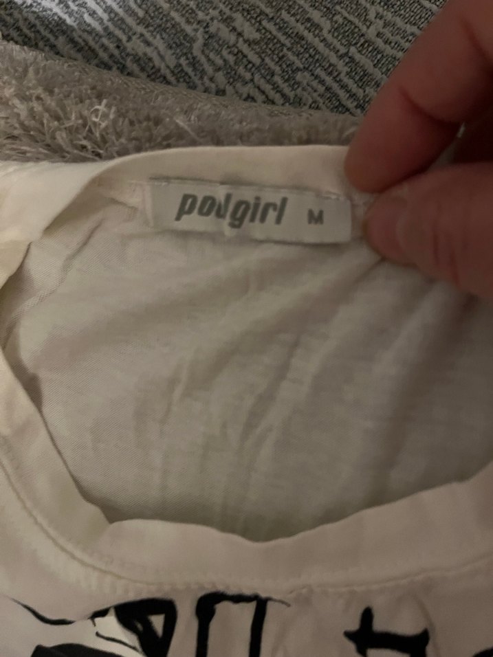 Beyaz Kız Çocuk Puff Kollu Baskılı Tişört - Görsel 5