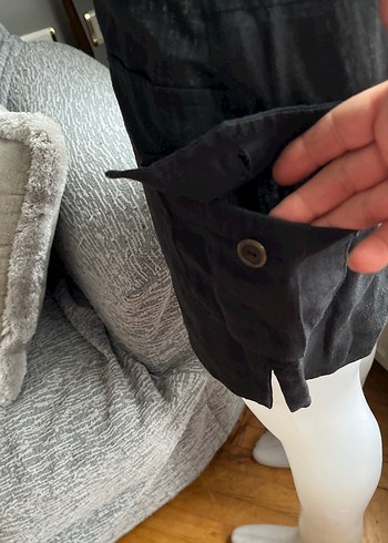 Siyah Kemerli Midi Kot Etek - Görsel 4